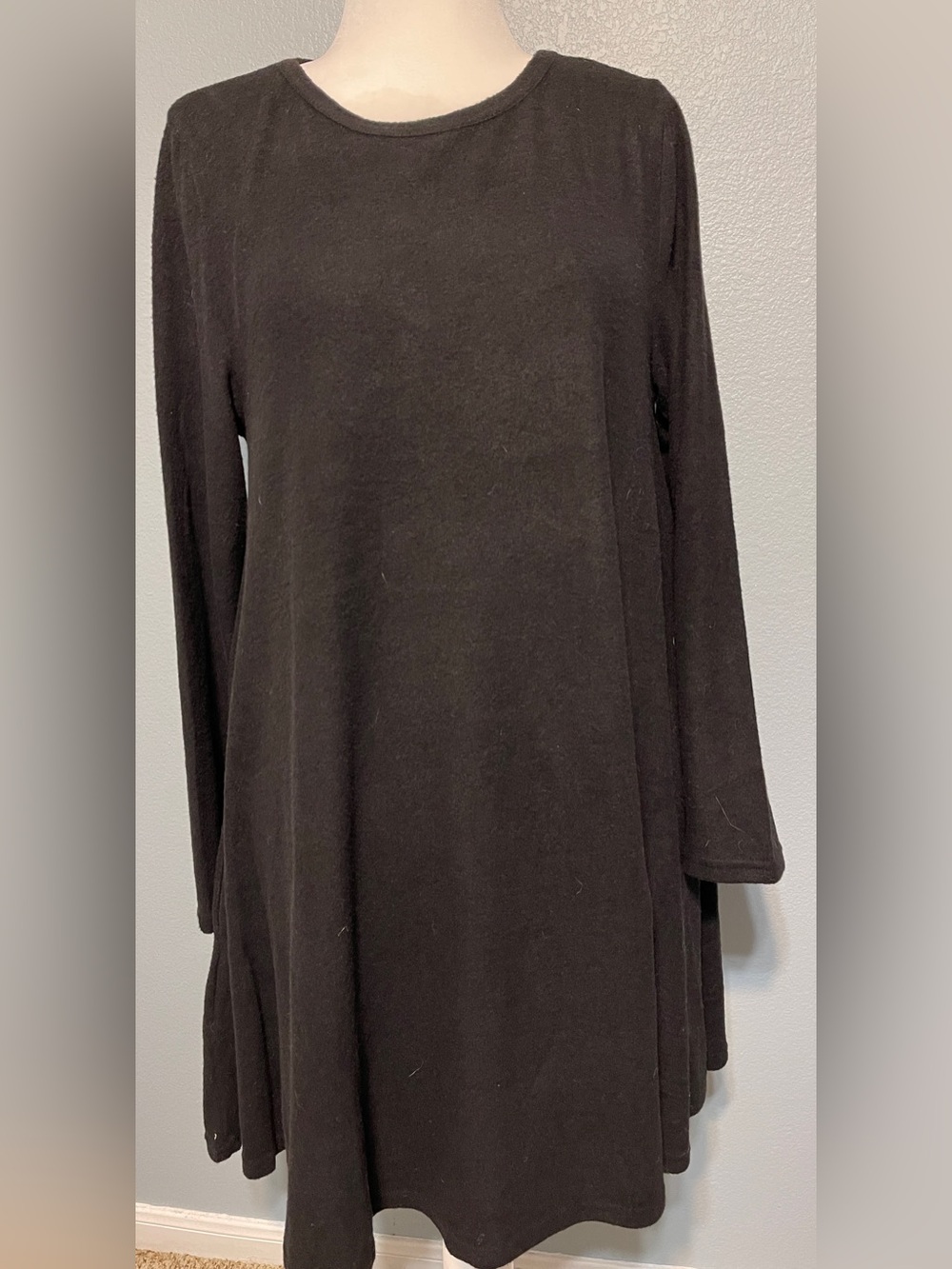 Aryeh Black Swing Dress Long Sleeve A Line Lagenlook Witchy Minimalist Medium